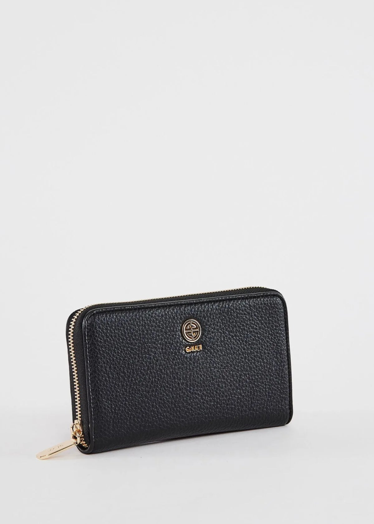 Portafoglio zip-around nero in similpelle