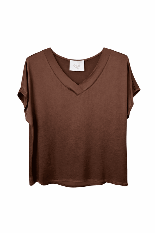 T-shirt in viscosa cioccolato