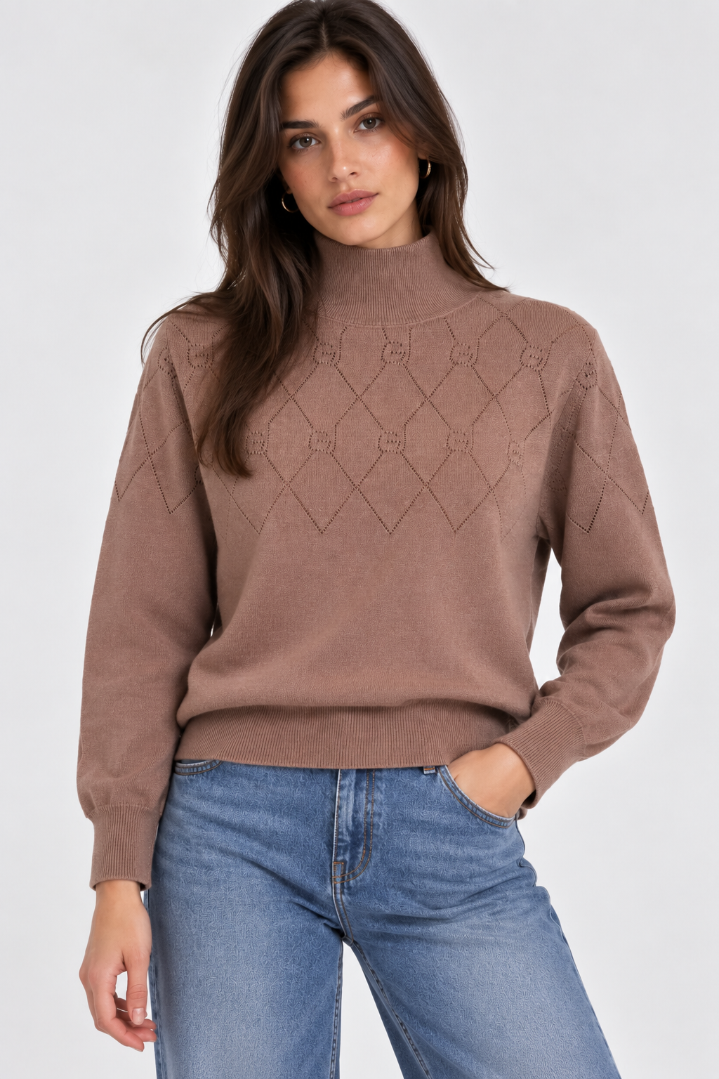 Maglia marrone da donna con logo