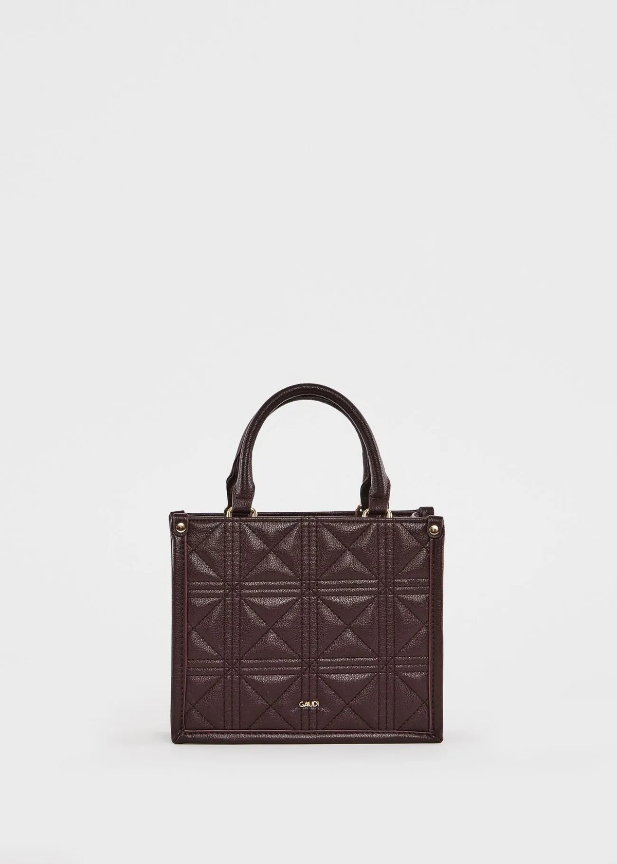 Mini shopping bag matelassé bordeaux con charm