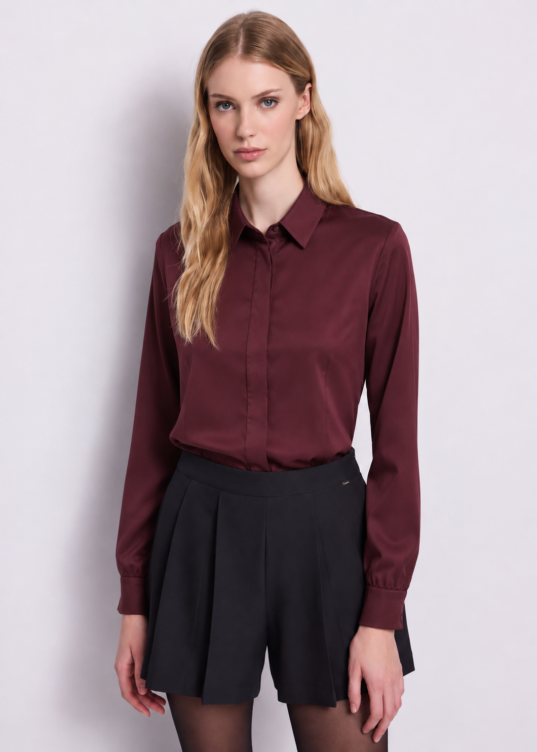Camicia aderente bordeaux