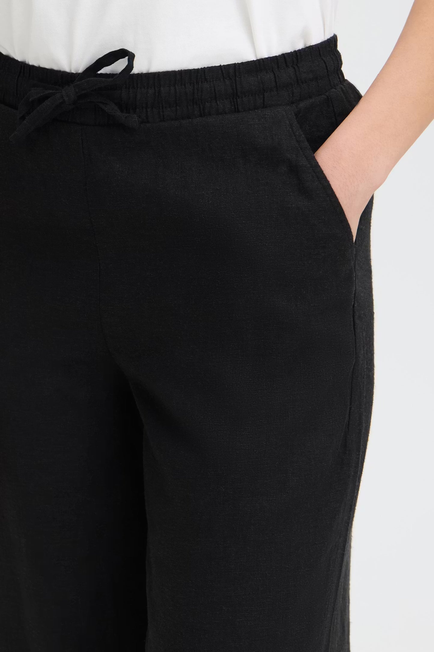 Pantaloni neri misto lino