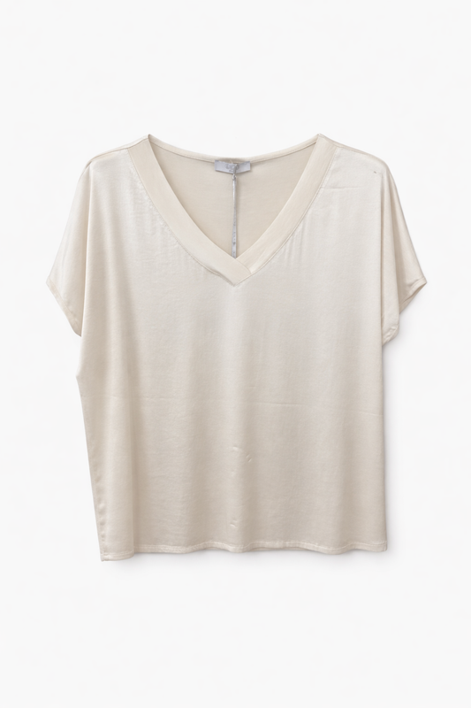 T-shirt in viscosa panna