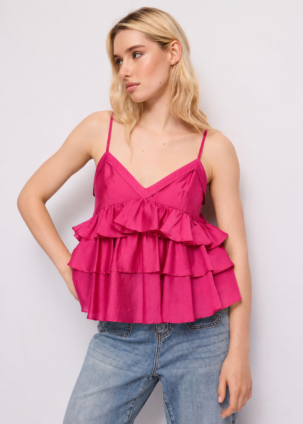Top fucsia da donna con spalline