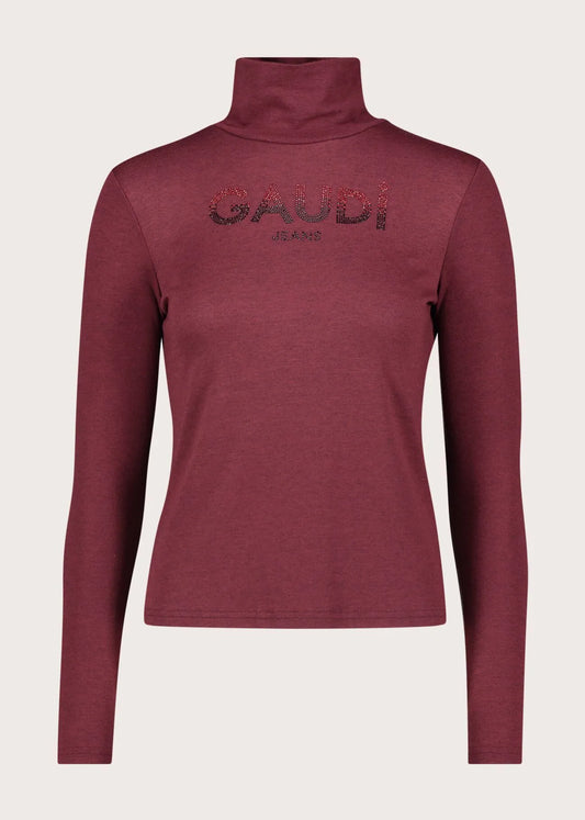 T-shirt da donna con collo dolcevita e logo