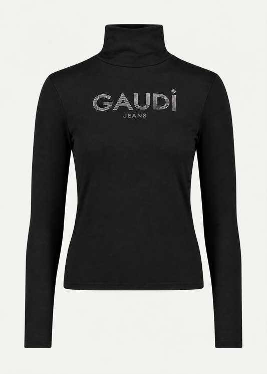 T-shirt da donna con collo dolcevita e logo