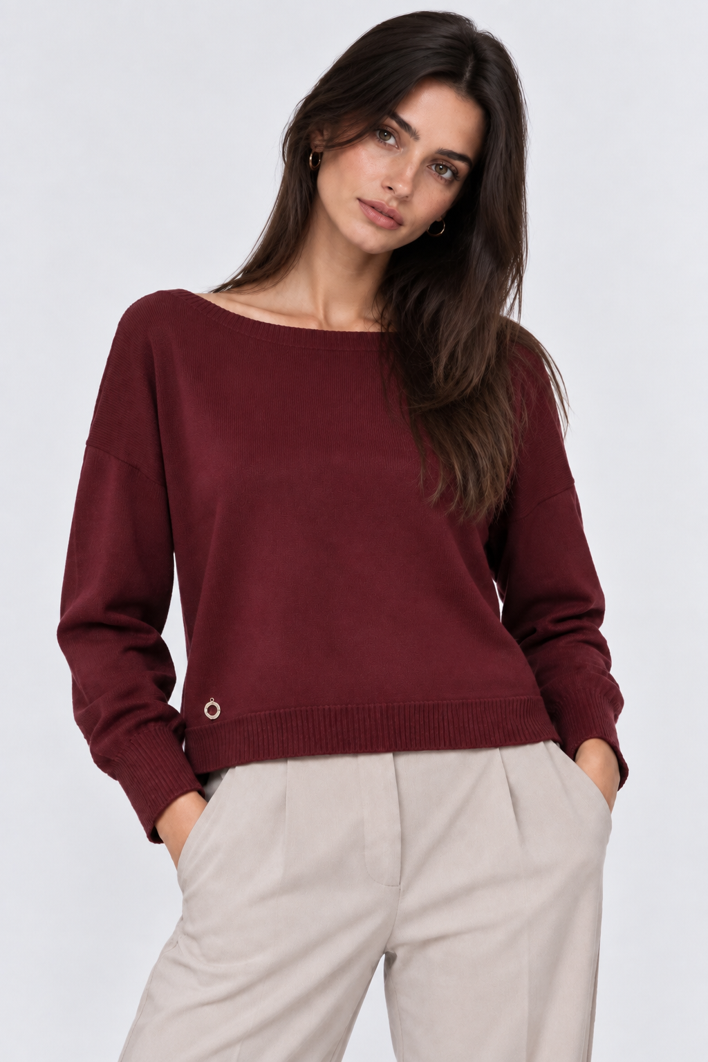 Maglioncino bordeaux con scollo a barca