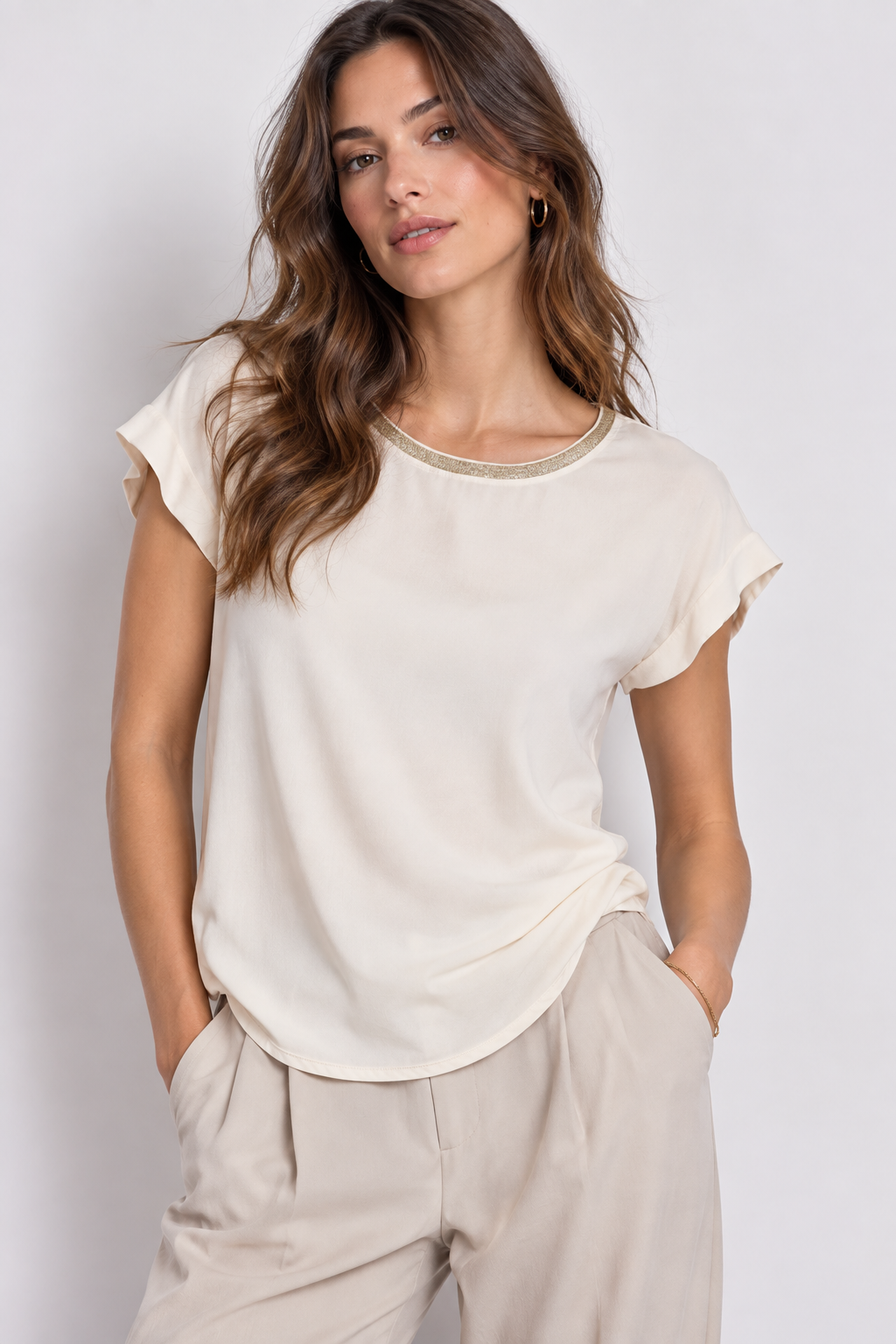 T-shirt in viscosa con lurex