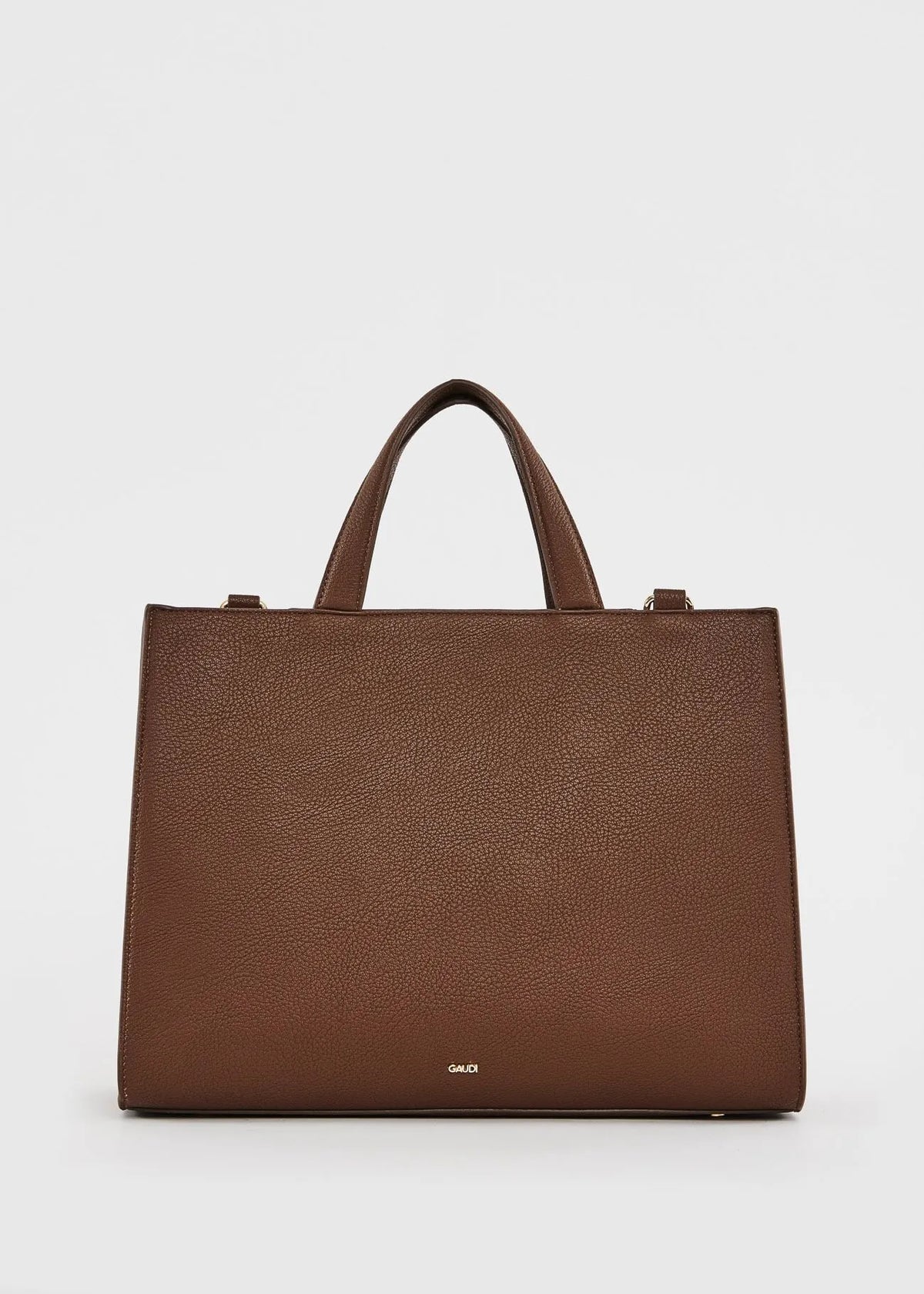 Shopping bag marrone con logo e tracolla