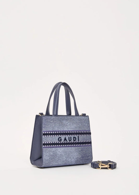 Shopping bag effetto denim con tracolla