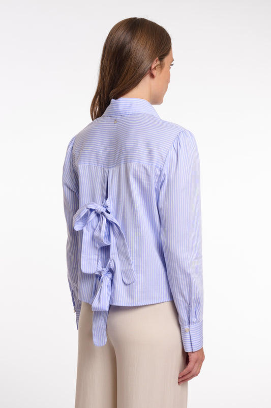 Camicia a righe con fiocchi sul retro