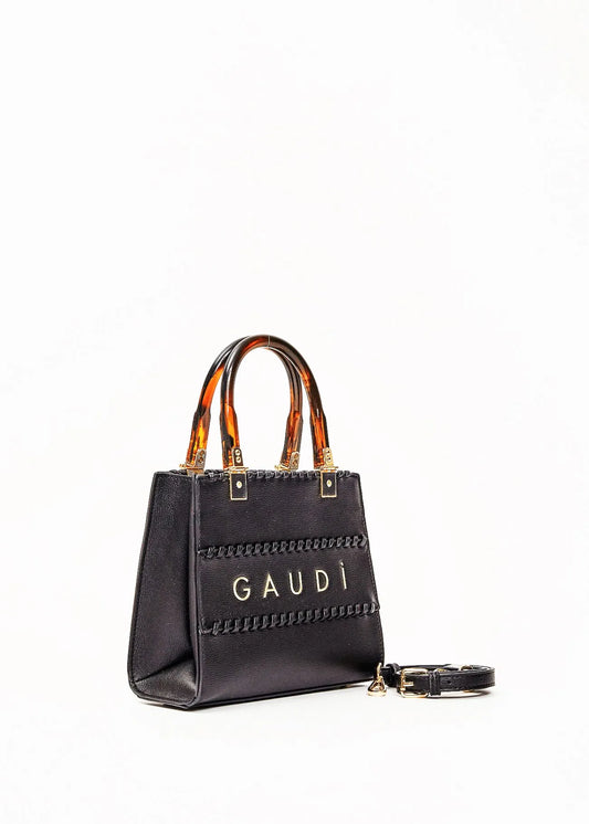 Shopping bag nera in similpelle