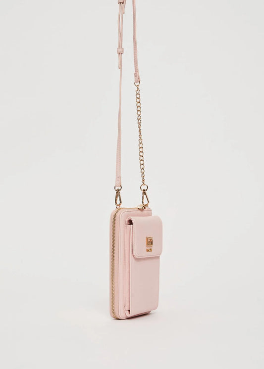 Portafoglio rosa con tracolla