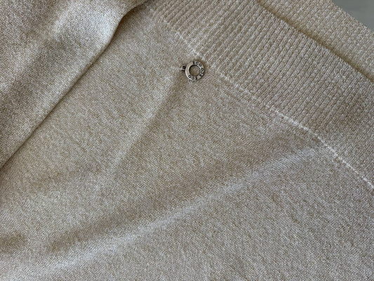 Maglioncino in filo beige con lurex oro
