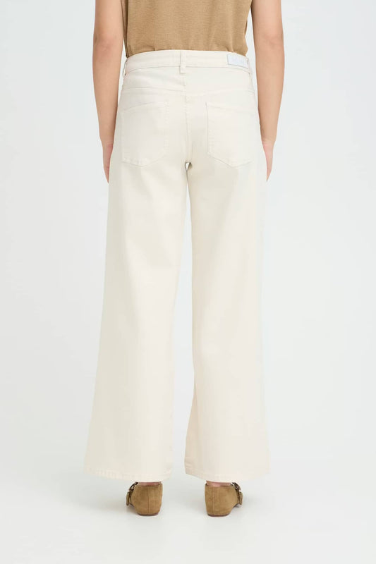 Jeans panna a gamba larga