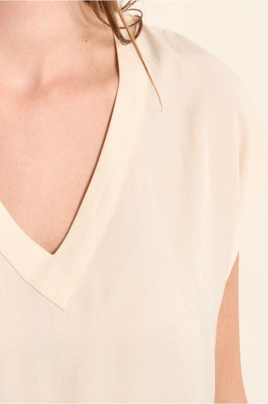 T-shirt basica beige in viscosa