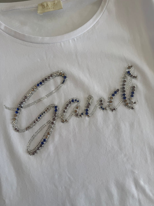 T-shirt da donna con scritta in corsivo