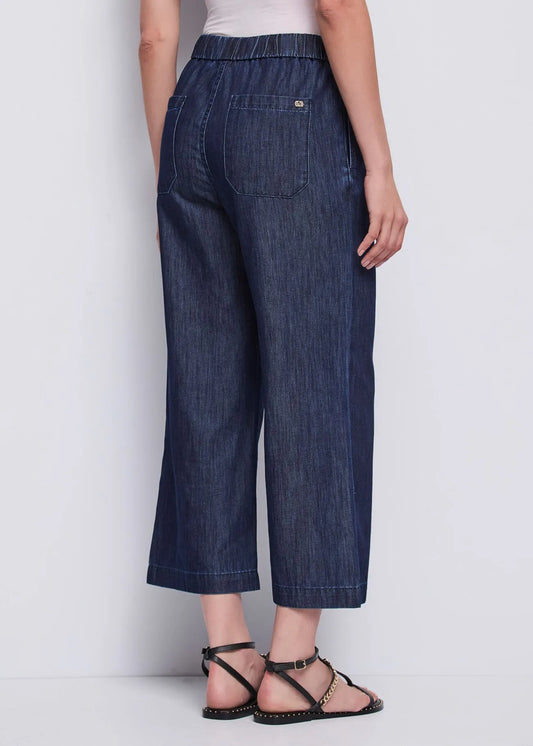 Jeans wide leg da donna con coulisse