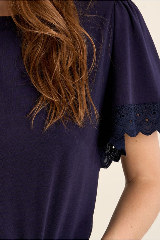T-shirt oversize in cotone con maniche a volant