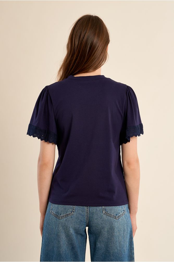 T-shirt oversize in cotone con maniche a volant
