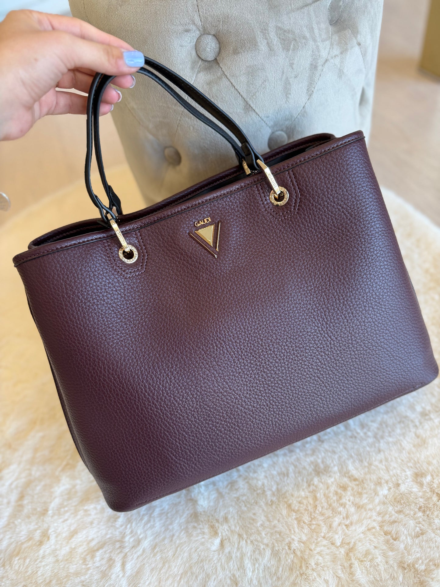Borsa top handle vinaccia in similpelle