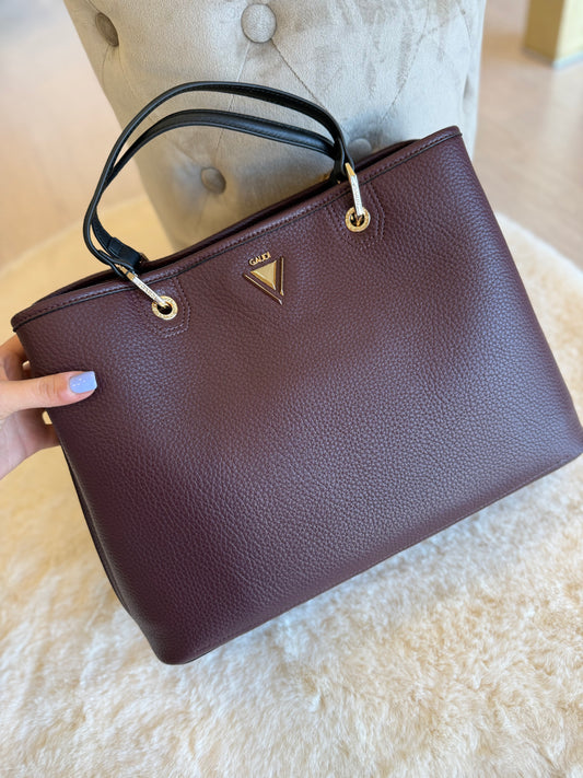 Borsa top handle vinaccia in similpelle