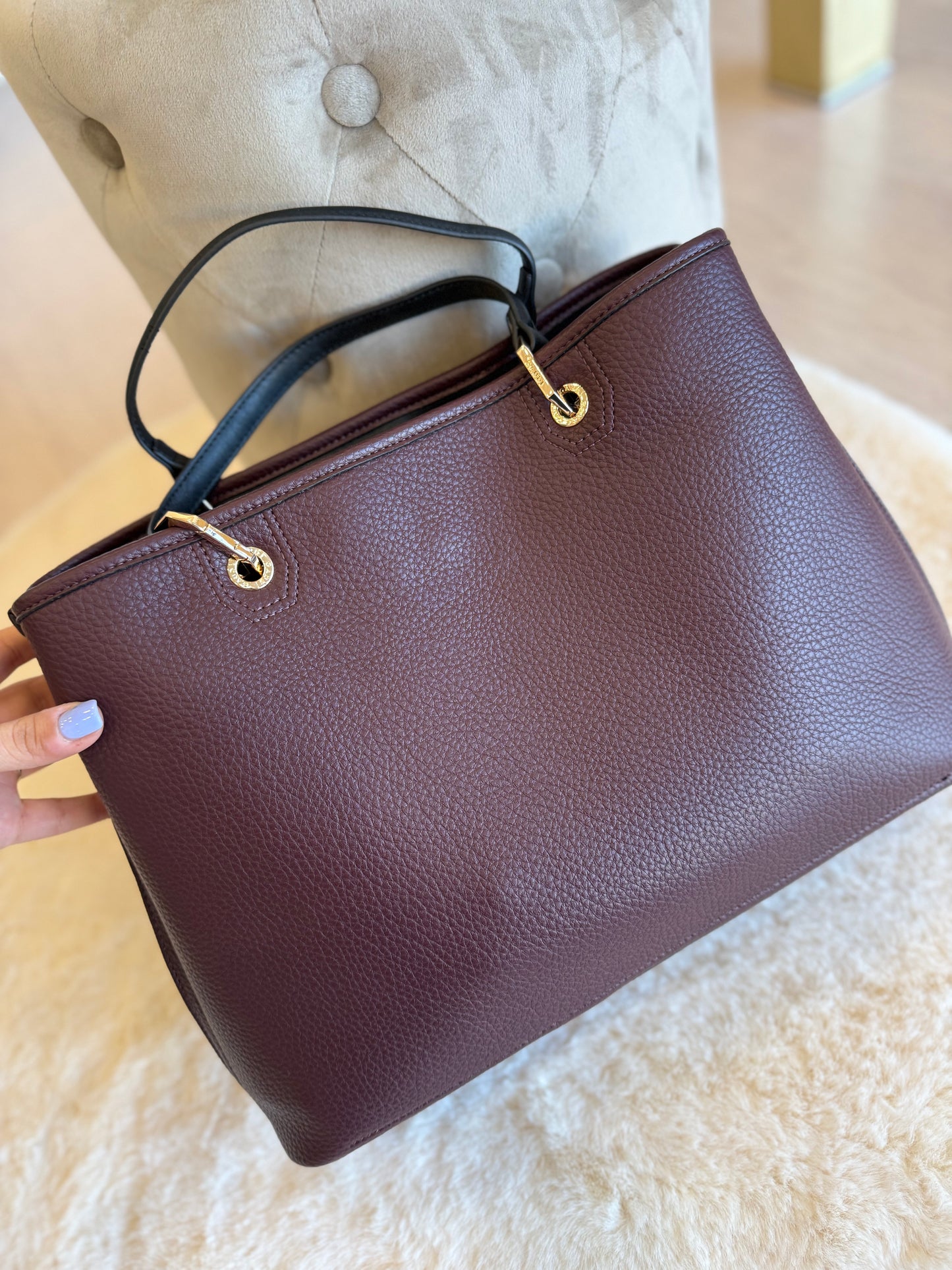 Borsa top handle vinaccia in similpelle