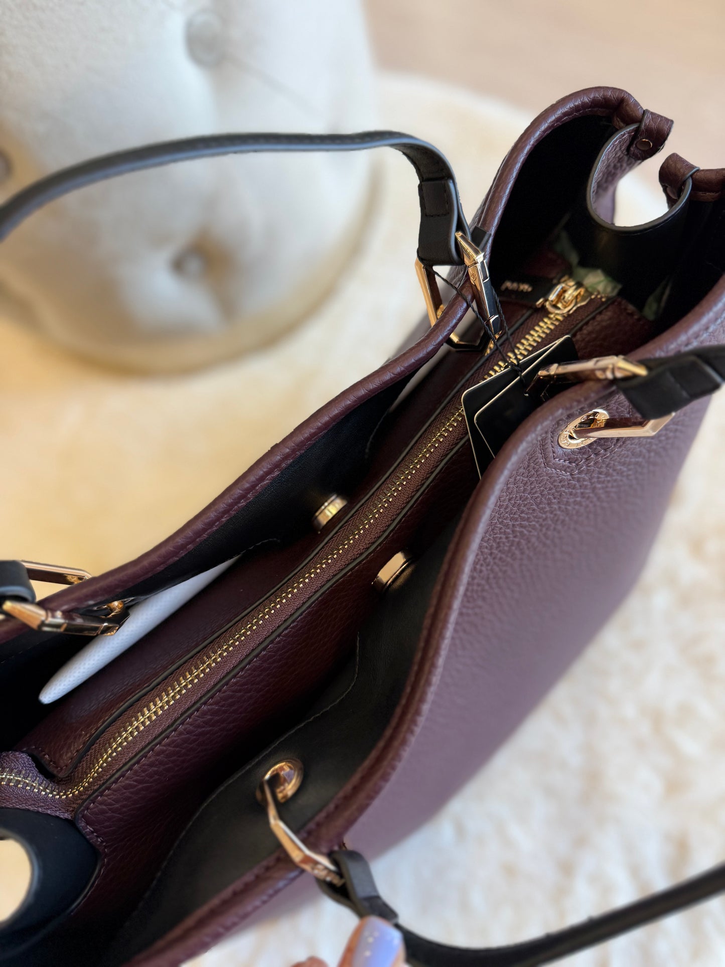 Borsa top handle vinaccia in similpelle