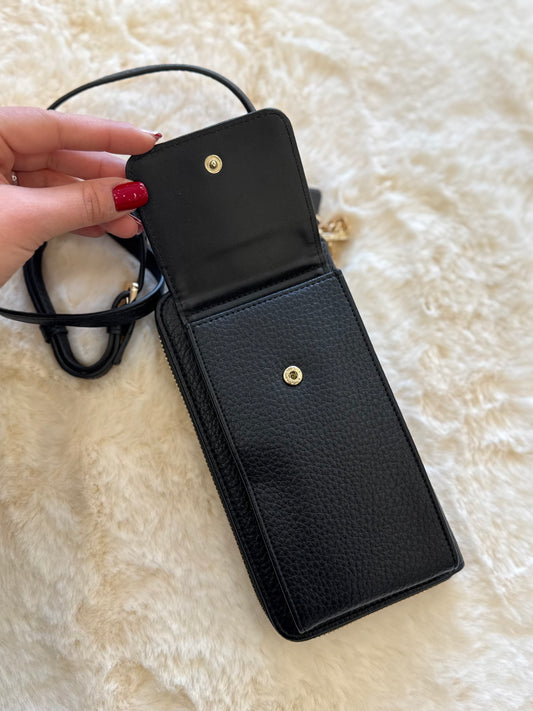 Portacellulare nero in similpelle