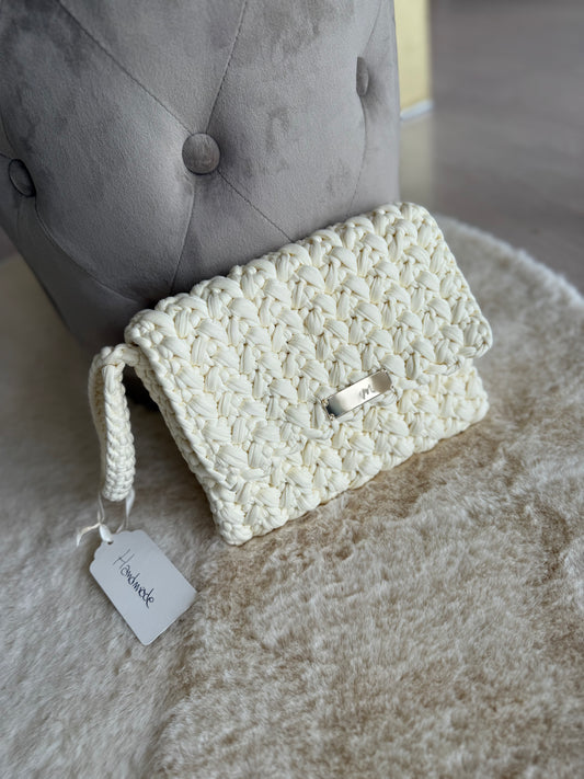 Borsa a mano Mamì Modello Chanel panna in elegante design intrecciato con tracolla