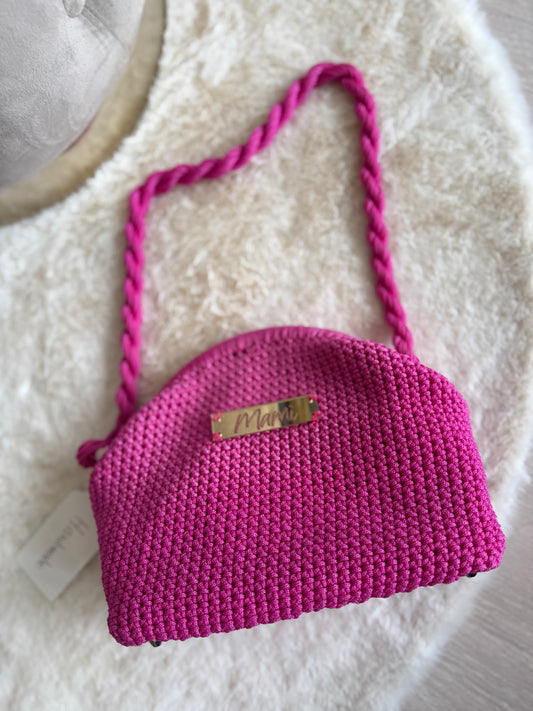 Borsa a mano Mamì Modello Fit fucsia con manico intrecciato per un look elegante