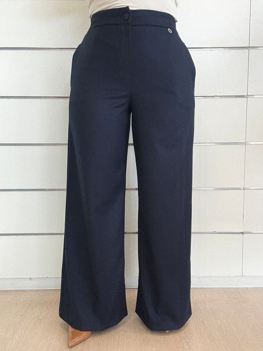 Pantalone palazzo blu di ECO con taglio ampio e tasche eleganti per un look raffinato