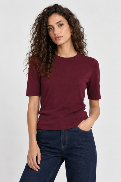 T-shirt bordeaux a coste