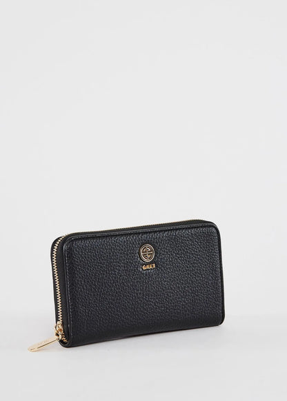 Portafoglio zip-around nero in similpelle