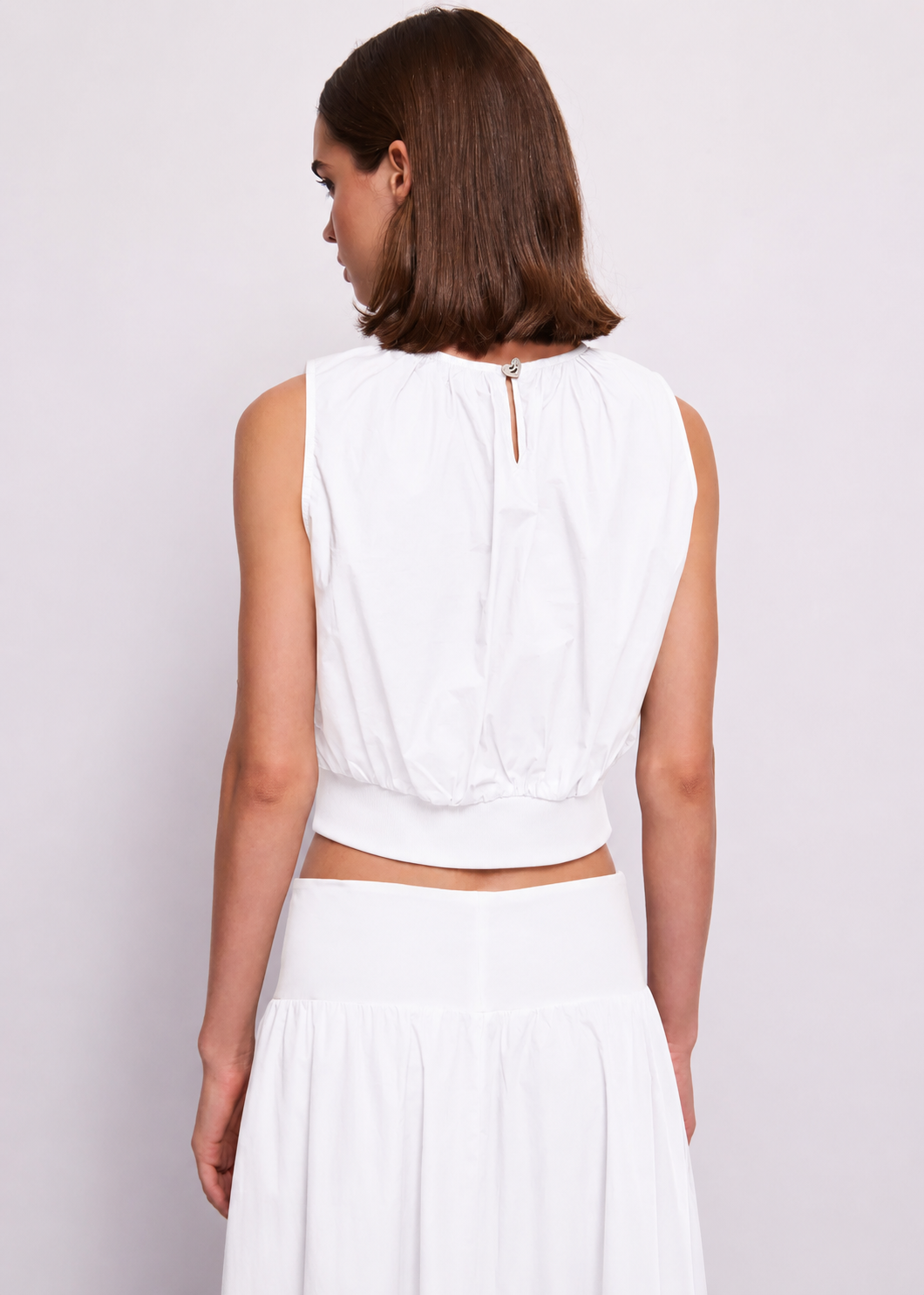 Top girocollo da donna in cotone