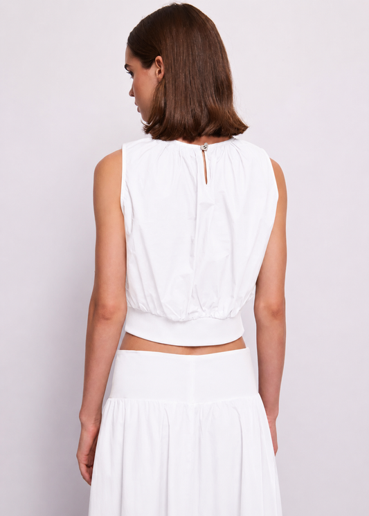 Top girocollo da donna in cotone