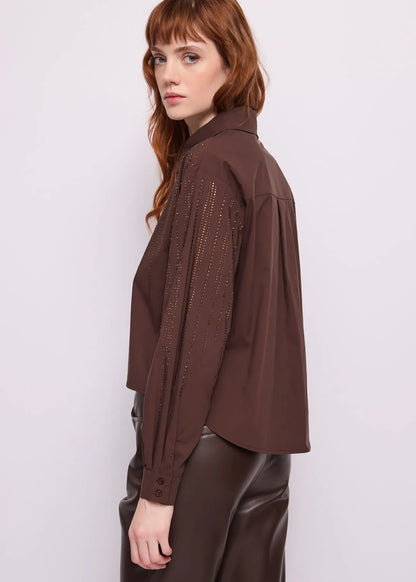 Camicia da donna in popeline con mini borchie