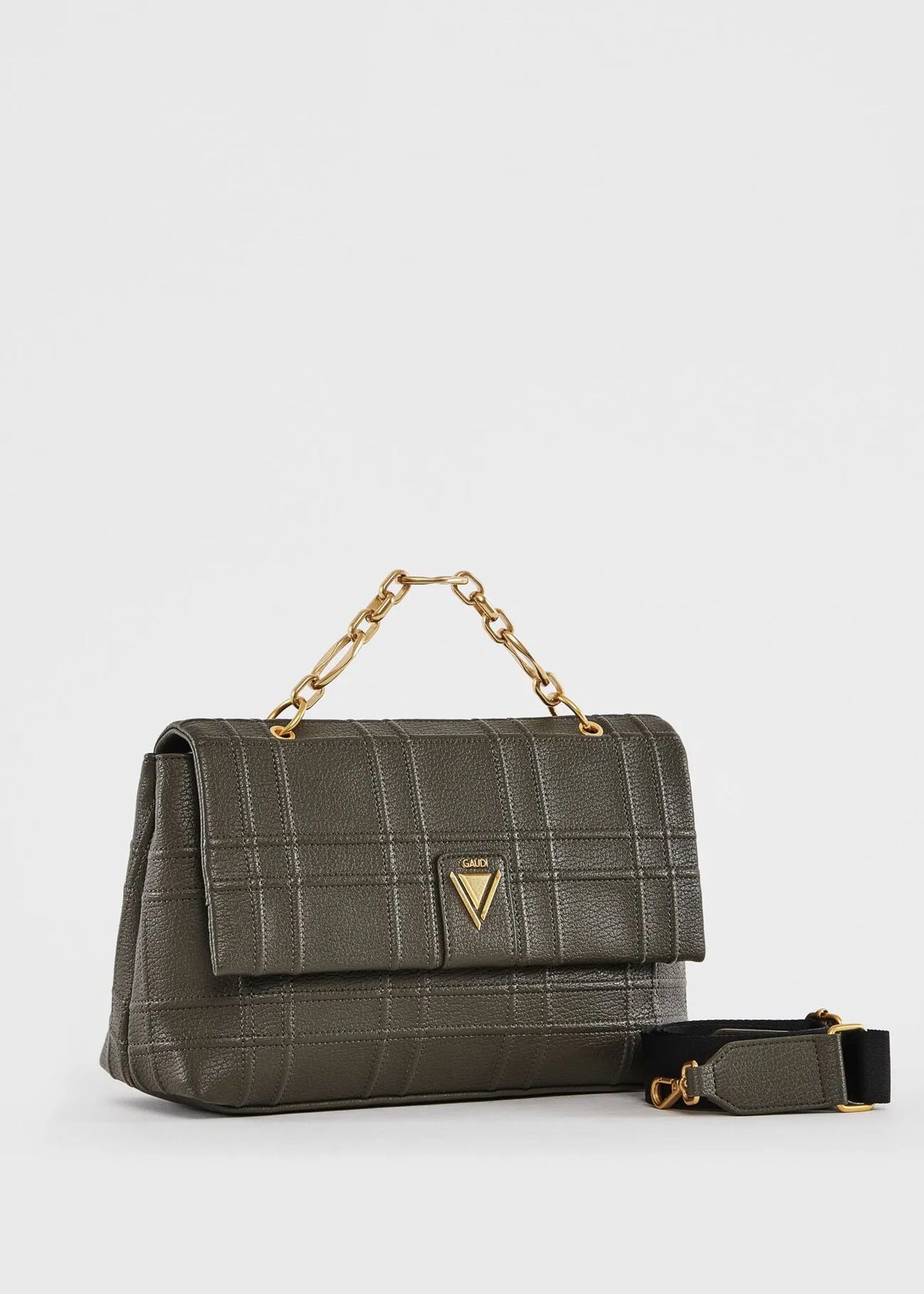 Borsa top handle verde con catena