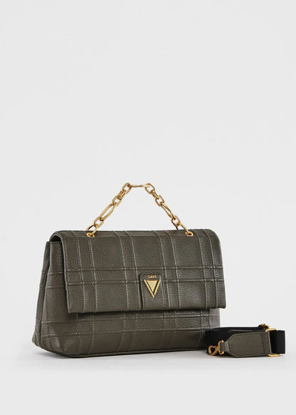 Borsa top handle verde con catena