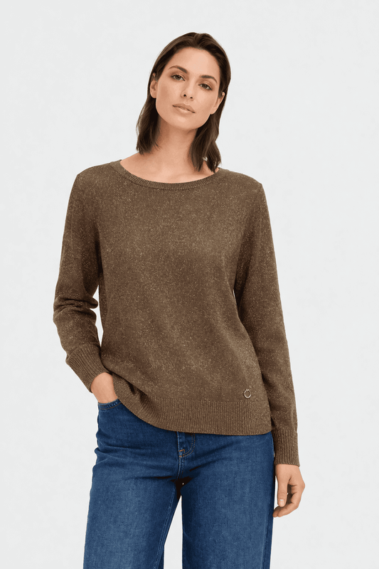 Maglioncino in filo bronzo con lurex oro