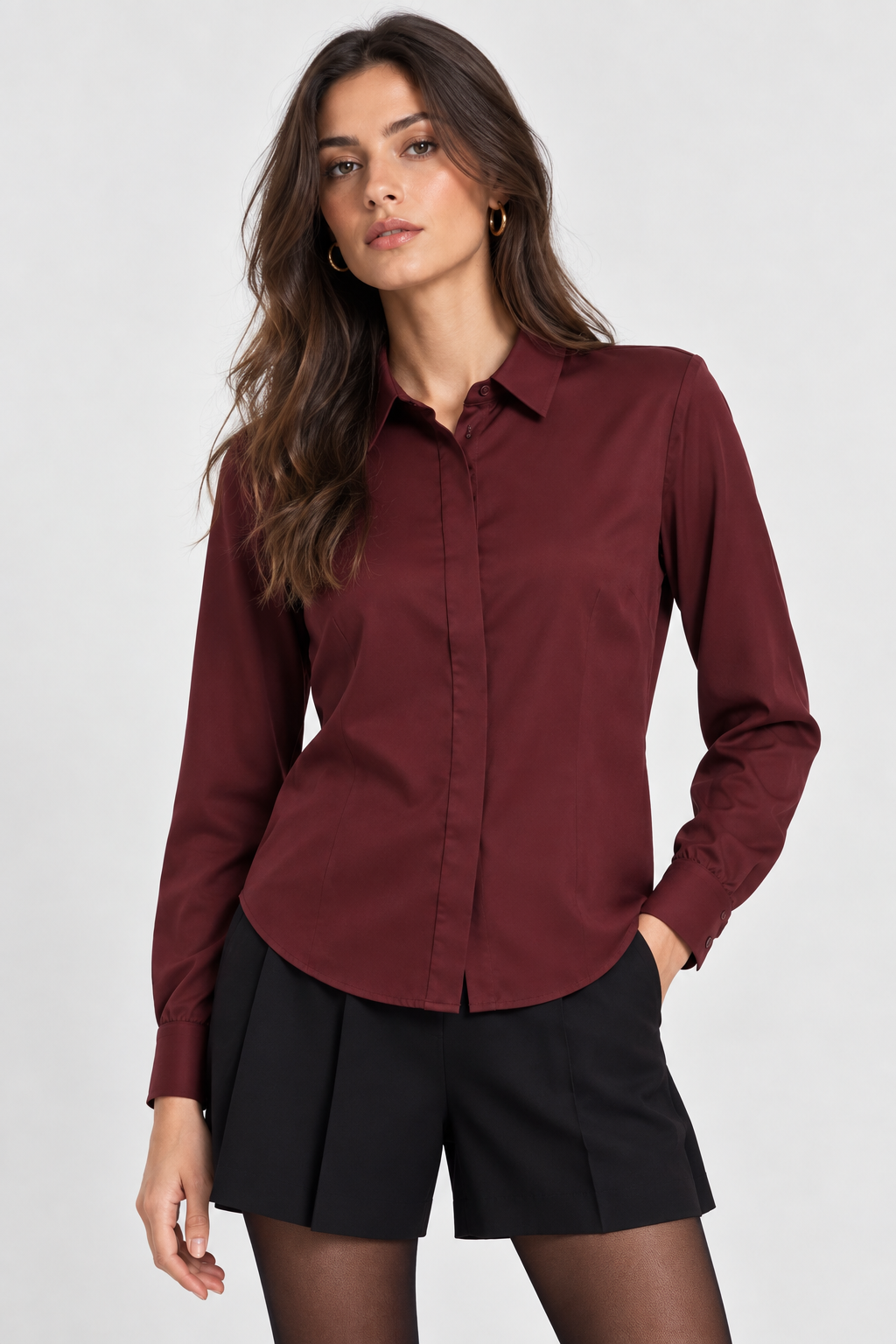 Camicia aderente bordeaux
