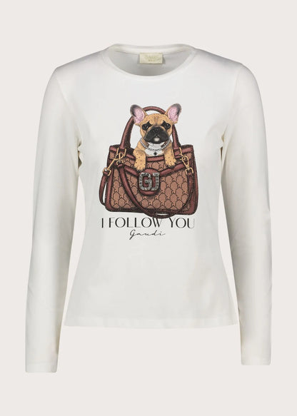 T-shirt da donna in jersey con stampa e strass