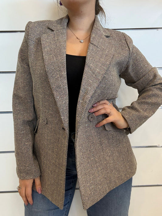 Blazer dritto a spina di pesce multicolor