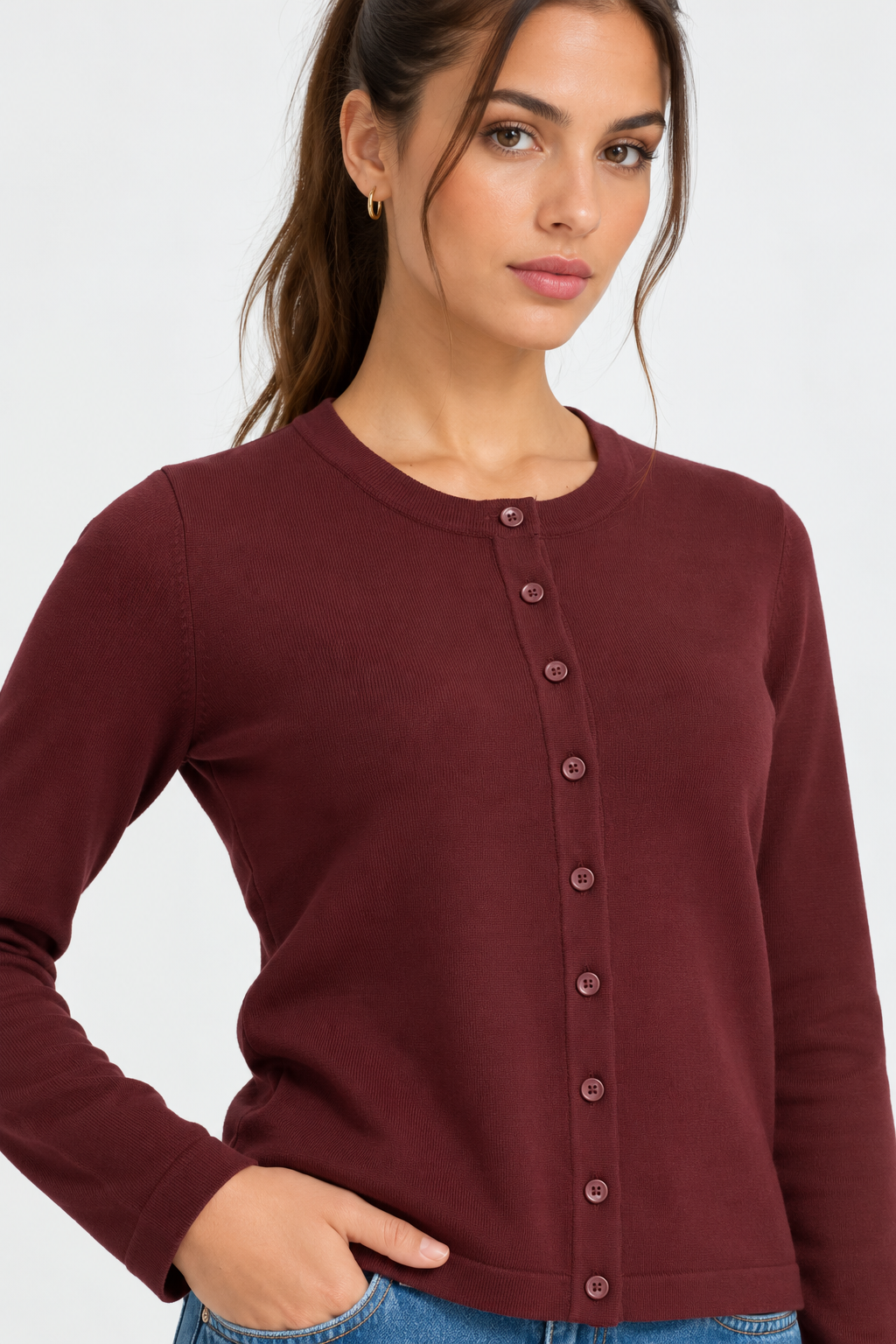 Cardigan con scollo a O
