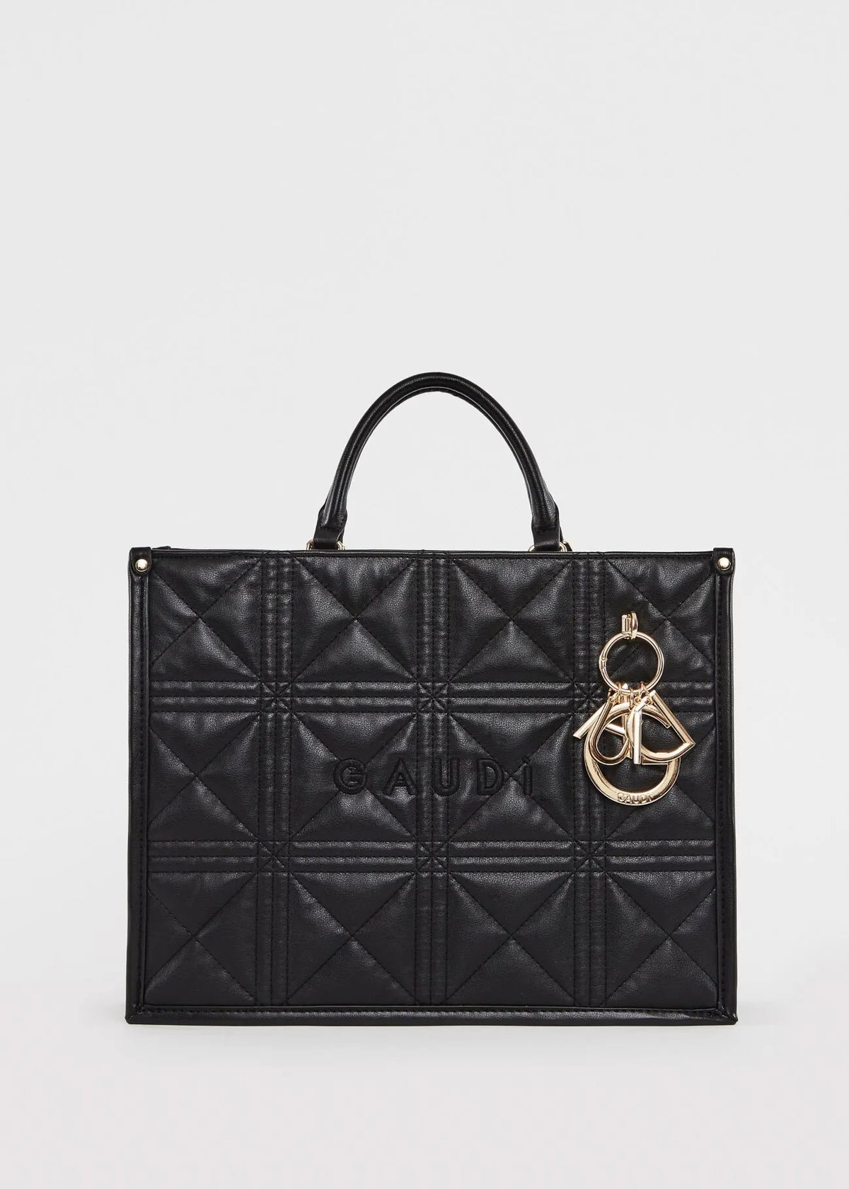 Shopping bag matelassé nera con charm