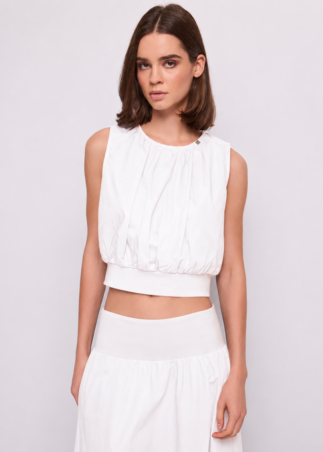Top girocollo da donna in cotone