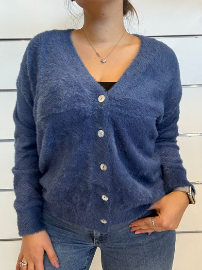 Cardigan morbido con scollo a "V" e bottoncini