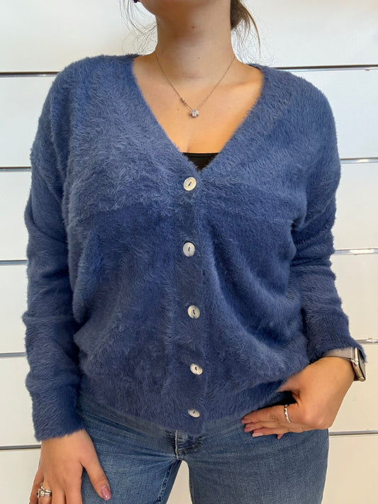 Cardigan morbido con scollo a "V" e bottoncini