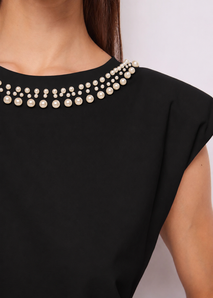 T-shirt nera da donna in jersey