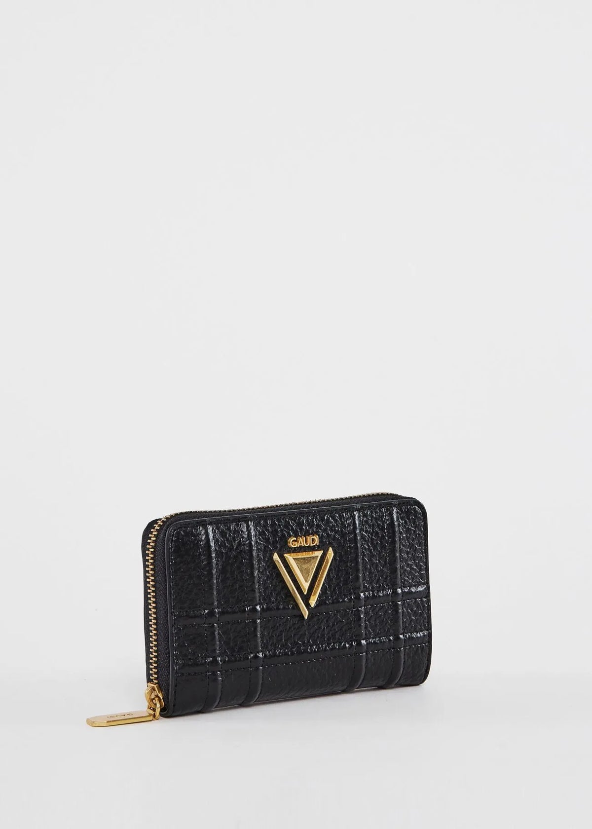 Mini portafoglio zip-around nero